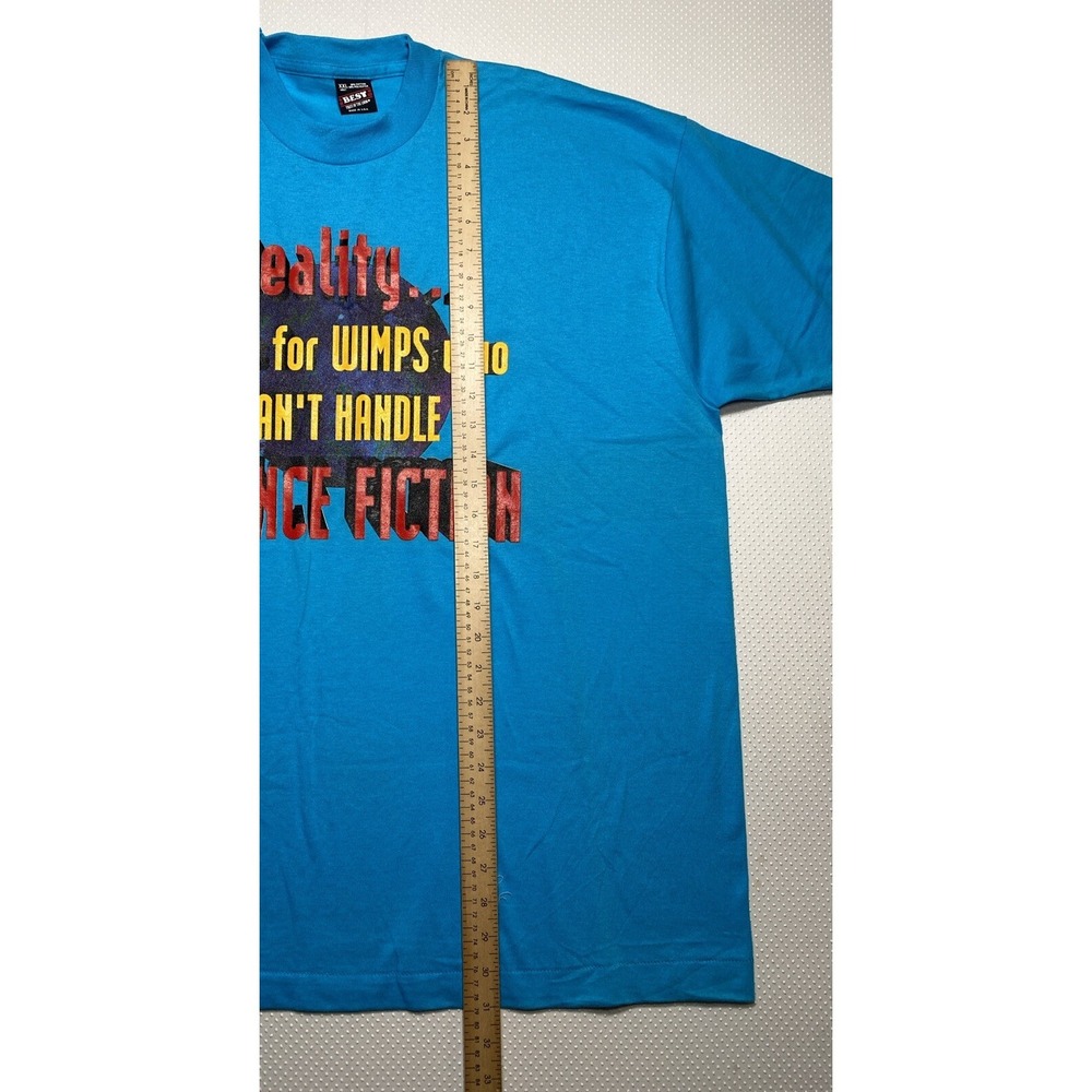 Reality Is For Wimps Who Can't Handle Science Fiction Vintage T-Shirt Blue XXL - Picture 3 of 5